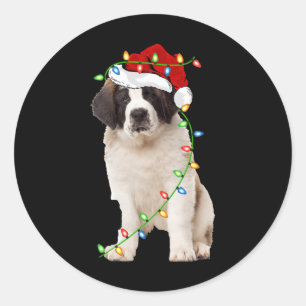 Adesivo Xmas Lights Santa Hat Santo Bernard Dog Natal