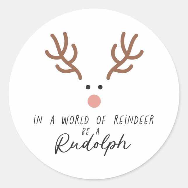 Adesivo Xmas Presente Num Mundo De Reindeer (Frente)