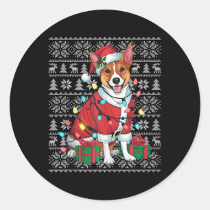 Adesivo Xmas Sweater Style Fely Papais noeis Basenji Dog C