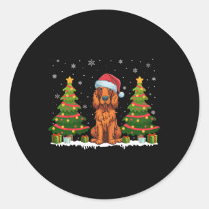 Adesivo Xmas Tree Light Irish Setter Dog Santa Hat Natal