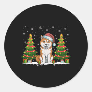 Adesivo Xmas Tree Lights Akita Inu Cachorro Papai Noel Nat