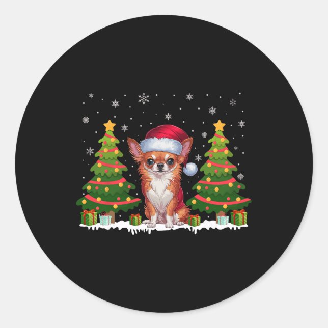 Adesivo Xmas Tree Lights Chihuahua Cachorro Papai Noel Nat (Frente)