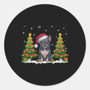 Adesivo Xmas Tree Lights Frenchie Dog Santa Hat Natal