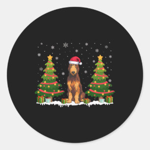 Adesivo Xmas Tree Lights Irish Wolfhound Dog Papais noeis