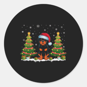 Adesivo Xmas Tree Lights Rottweiler Cão Santa Hat Christma