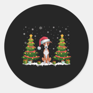 Adesivo Xmas Tree Lights Whippet Dog Santa Hat Natal S