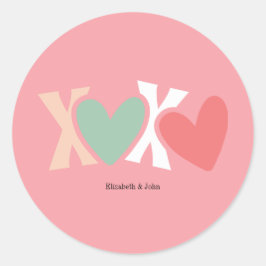 Adesivo "XOXO" colorido do Dia dos Namorados