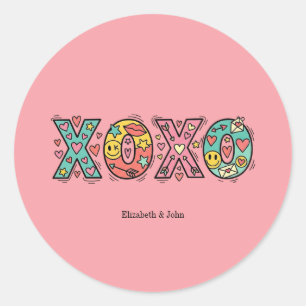 Adesivo "XOXO" Colorido e Caprichoso do Dia dos Namorados