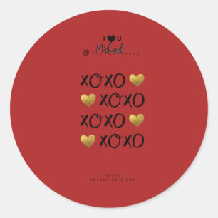Adesivo "XOXO" Corações Dourados Feliz Dia dos Namorados