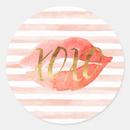 Adesivo XOXO de Aquarela Dourada, Cor-de-Rosa, Cinza