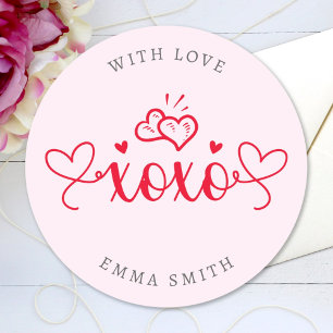 Adesivo XOXO Elegante Script Corações Texto Personalizado