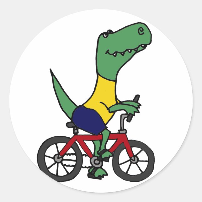 Adesivo XX - Engraçado Bicicleta de Corrida do Dinossauro  (Frente)