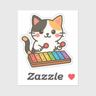 Adesivo Xylophone Calico Cat Rainbow Notes