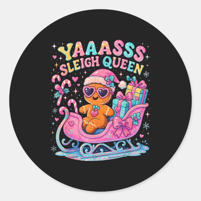 Adesivo Yaas Sleigh Queen Cute Gingerbread Christmas Tee  (Frente)