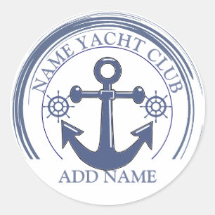 Adesivo Yacht clube de iate de Âncora Náutica Azul Nome da