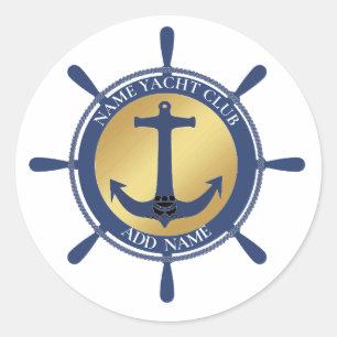 Adesivo Yacht clube de iate de Âncora Náutica Azul Nome da