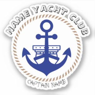Adesivo Yacht clube de iate de Âncora Náutica Azul Nome da