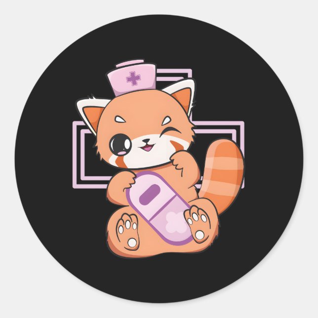 Adesivo Yami Kawaii Red Panda Pastel Gótico Urso Otaku Ani (Frente)