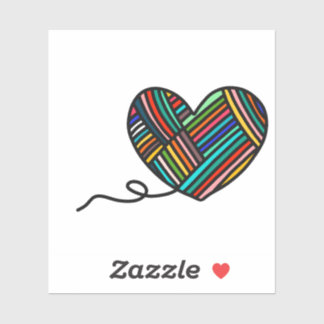 Adesivo Yarn Heart Kiss Cut Custom Vinyl Sticker