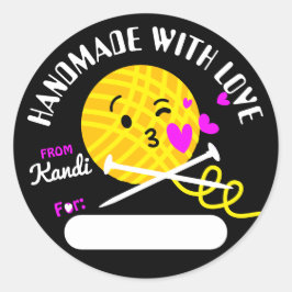 Adesivo Yarn kissy face knitting agulhas feitas à mão por