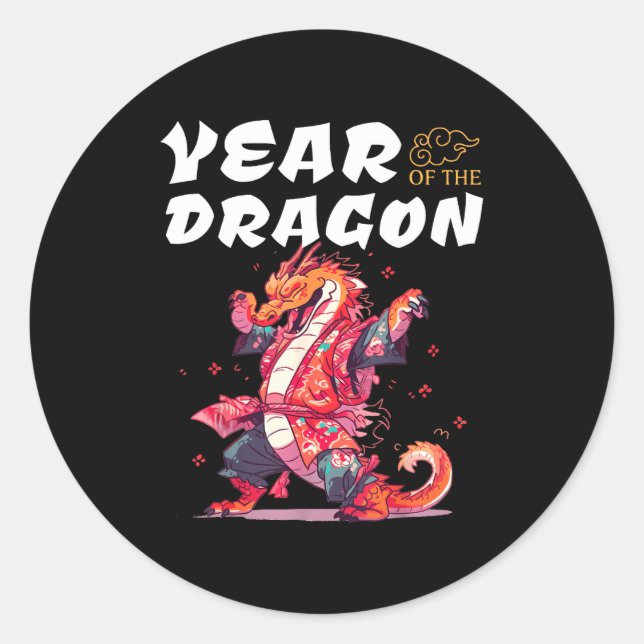 Adesivo Year Of The Dragon Funny Dragons Chinese Zodiac Si (Frente)