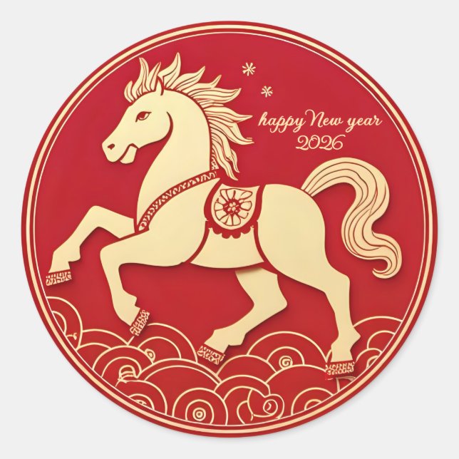 Adesivo Year of the Horse 2026 Chinese New Year  (Frente)