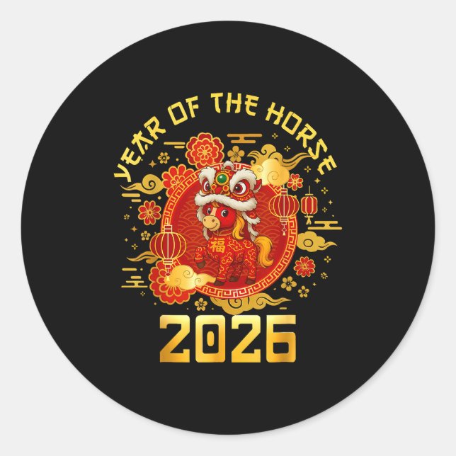 Adesivo Year Of The Horse 2026 Family Matching Mens Womens (Frente)