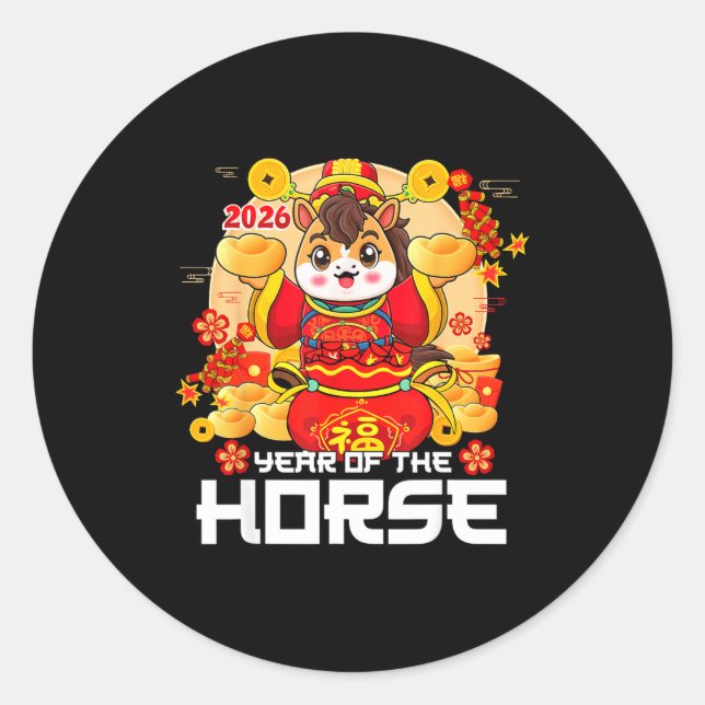 Adesivo Year Of The Horse 2026 Lunar New Year Chinese Zodi (Frente)