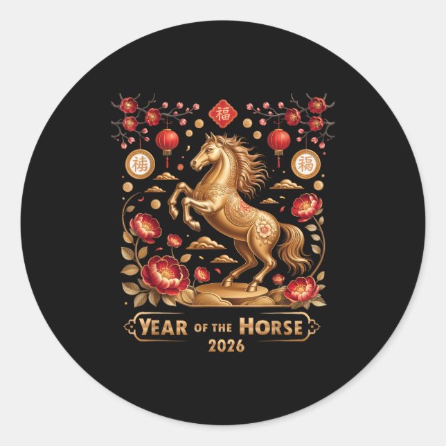 Adesivo Year Of The Horse Happy New Year 2026  (Frente)