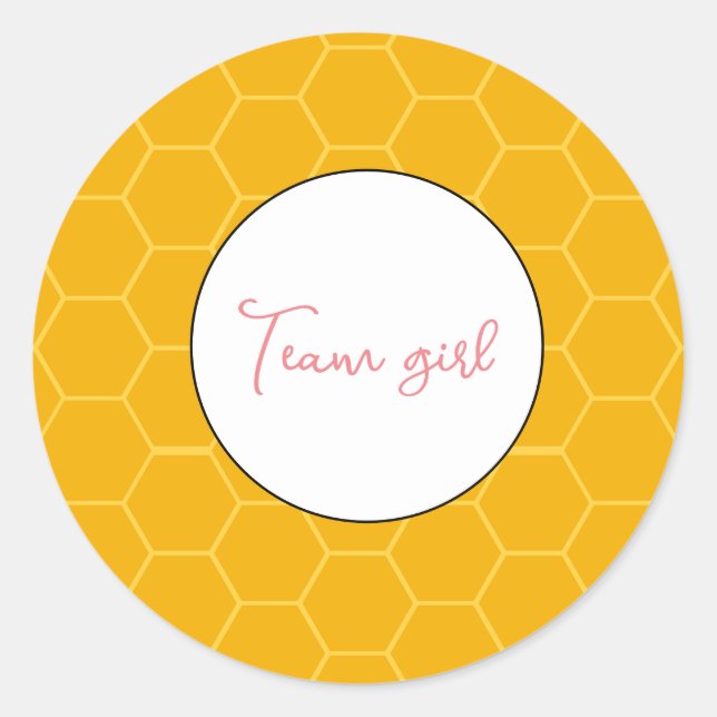 Adesivo Yellow Bee hive Team girl gender reveal party (Frente)