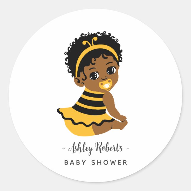 Adesivo Yellow Black Bee Baby Shower (Frente)