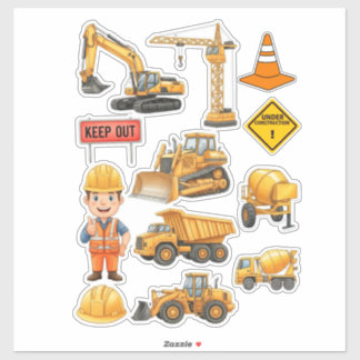 Adesivo Yellow Construction Truck Builder Vinyl Sticker