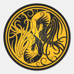 Adesivo Yellow e Black Yin Yang Phoenix