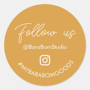 Adesivo Yellow Follow us on Instagram Package Sticker