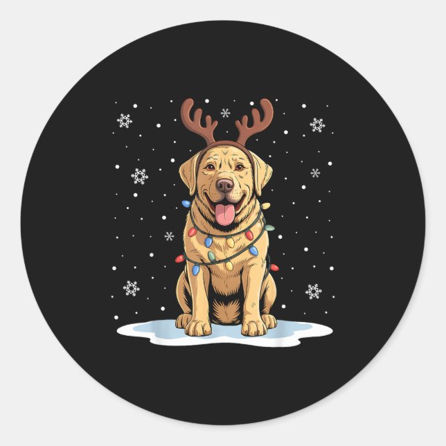 Adesivo Yellow Lab Labrador Christmas Reindeer Dog Lover X (Frente)