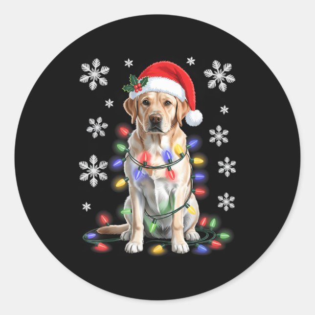 Adesivo Yellow Labrador Retriever Christmas Tree Light Paj (Frente)