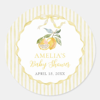 Adesivo Yellow Lemon Citrus Stripes Baby Shower Sticker
