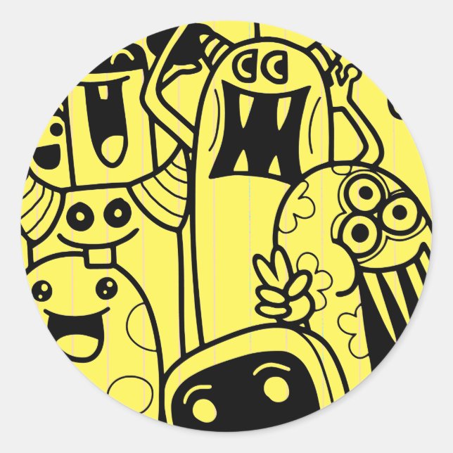 Adesivo YELLOW PERSONALIZÁVEL MONSTRO FELIZ (Frente)