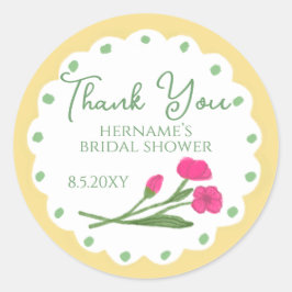 Adesivo Yellow Pink Whimsical Thank You Bridal Shower