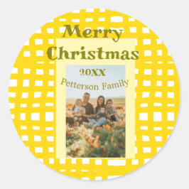 Adesivo Yellow white plaid retro Christmas holiday family 