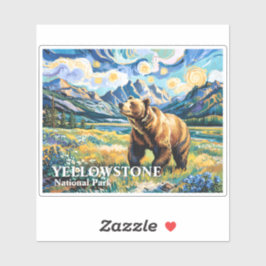 Adesivo Yellowstone National Park Bear Landscape Van Gogh