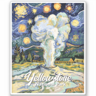 Adesivo Yellowstone Old Faithful Vintage Estilo Van Gogh