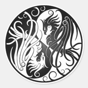 Adesivo Yin branco e preto Yang Phoenix
