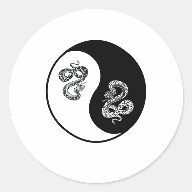 Adesivo Yin e Yang cobra design sobre fundo branco (Frente)