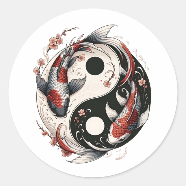 Adesivo Yin E Yang Japonês Koi Fish (Frente)