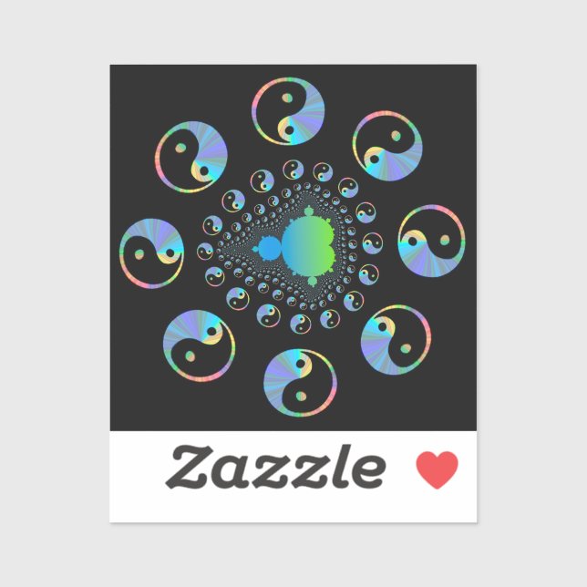 Adesivo Yin e Yang Mandelbrot Fractal (Folha)