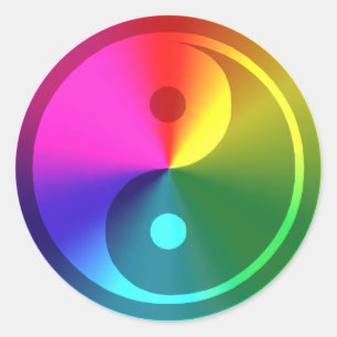 Adesivo Yin espiritual Yang - design do arco-íris