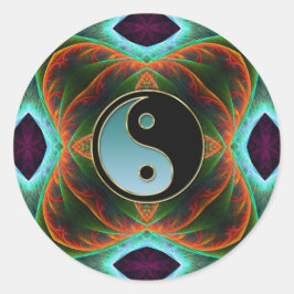 Adesivo Yin Yang Aqua Green Fractal Art Sticker