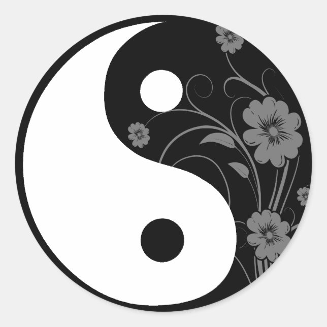 Adesivo Yin Yang Black Floral Sticker (Frente)