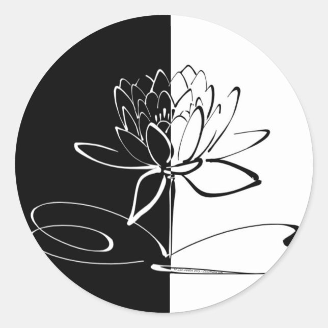 Adesivo Yin Yang Black White Lotus Blossom (Frente)